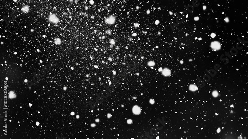 Background with a snowy blizzard on black
