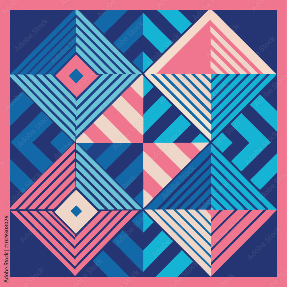 Set of geometric four distinct patterns in a grid layout. Generative AI Set of geometric four distinct patterns in a grid layout. Generative AI
