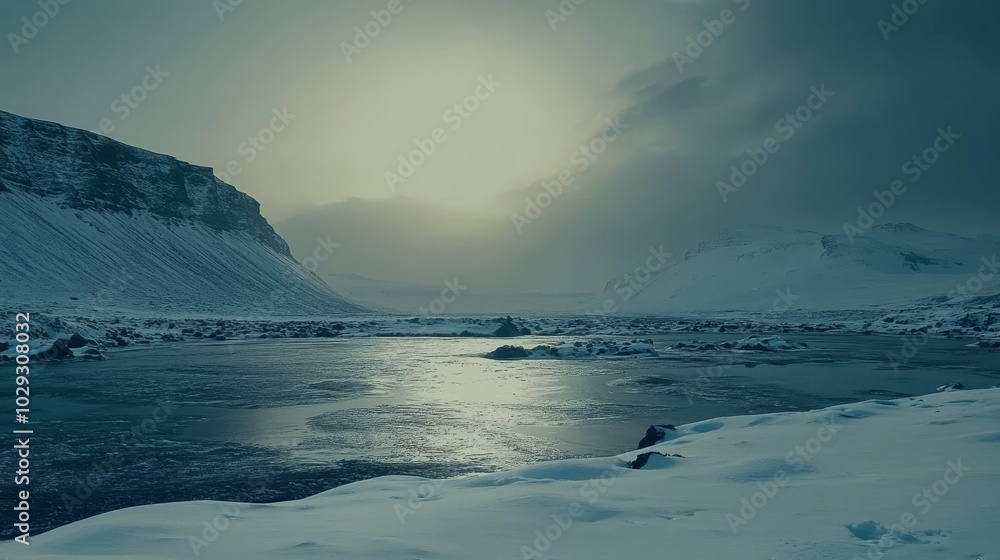 Fototapeta premium Winter in Hvolsvollur, Iceland