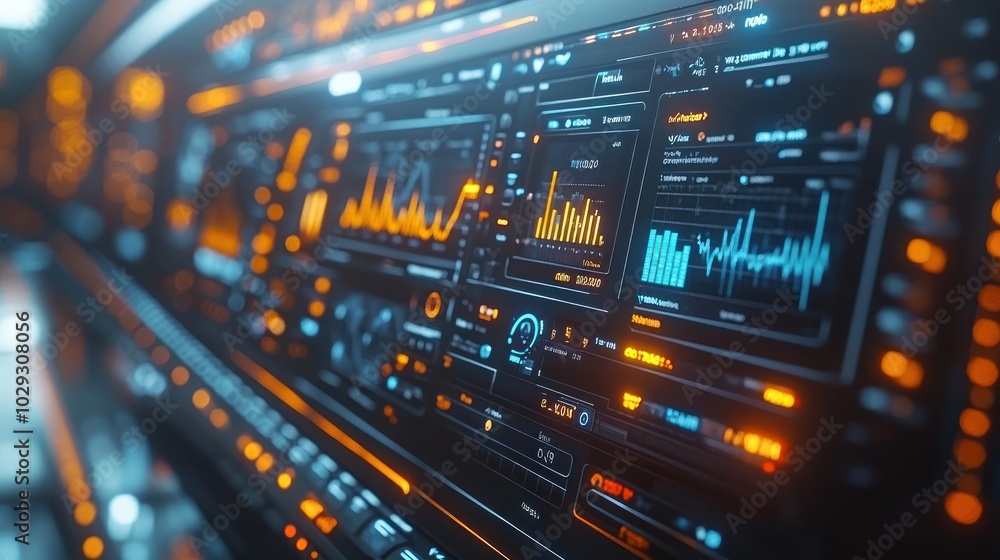 A futuristic interface displaying data analytics and visualizations in vibrant colors. A futuristic interface displaying data analytics and visualizations in vibrant colors.