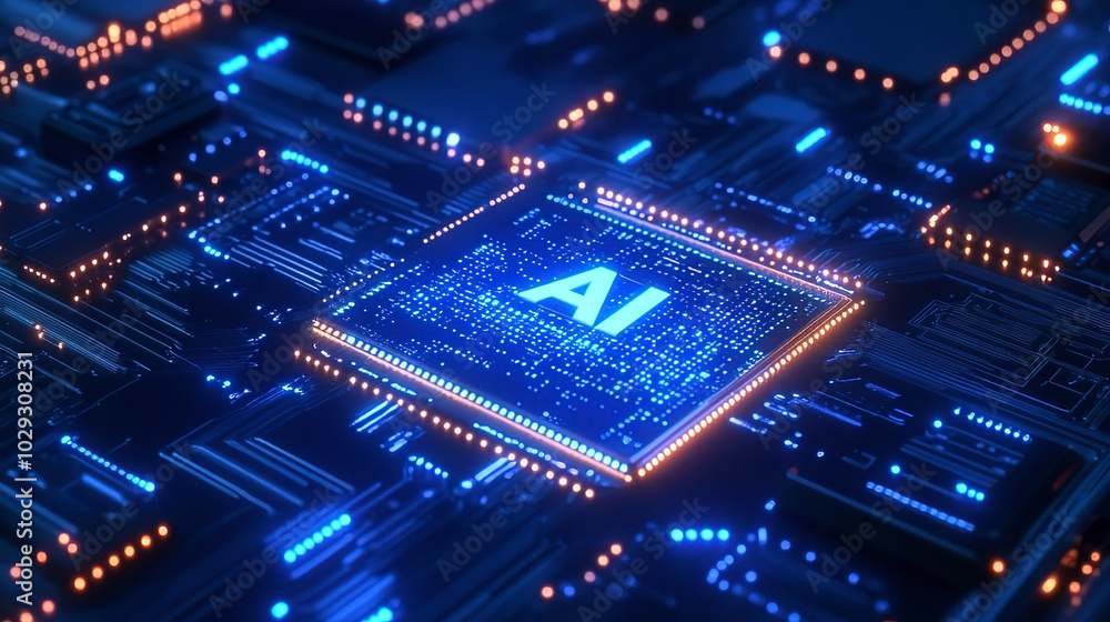 Fototapeta premium blue circuit board background with text 