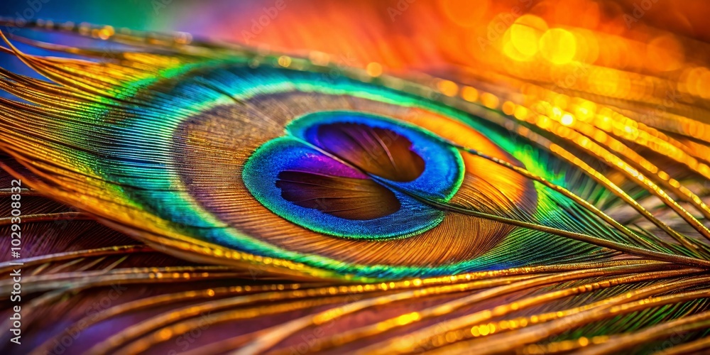 Obraz premium Vibrant Peacock Tail Feather Painting in Artistic Style for Nature Lovers