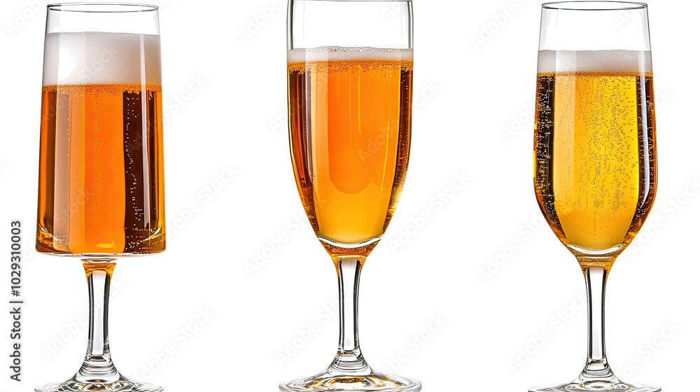 Bubbly Drinks in Elegant Champagne Flutes on White Generative AI Bubbly Drinks in Elegant Champagne Flutes on White Generative AI