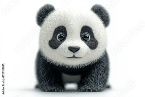 Adorable baby panda with big eyes - cute and fluffy animal portrait