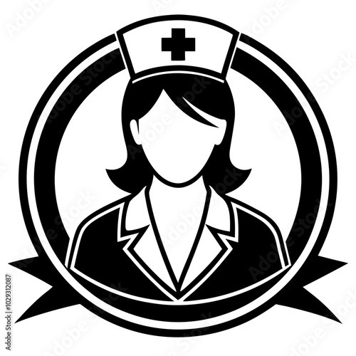 A nurse silhouette vector icon logo illustration on white background.