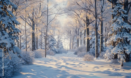 Pristine snow-covered forest after a winter storm, 4K hyperrealistic photo