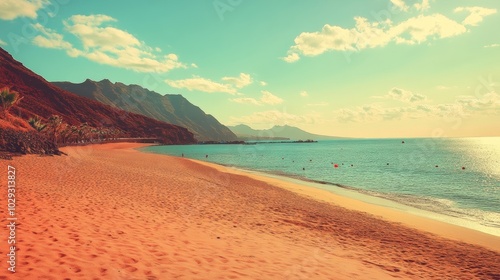 Tenerife beach, retro photo