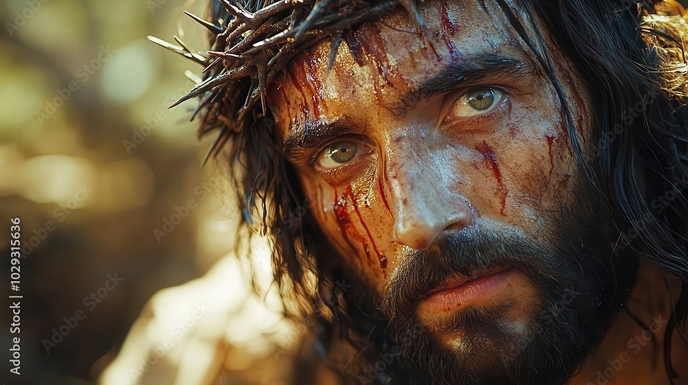 jesus depicted with a crown of thorns illustrating a profound moment of compassion and sacrifice set against a softly illuminated background that emphasizes emotion jesus depicted with a crown of thorns illustrating a profound moment of compassion and sacrifice set against a softly illuminated background that emphasizes emotion