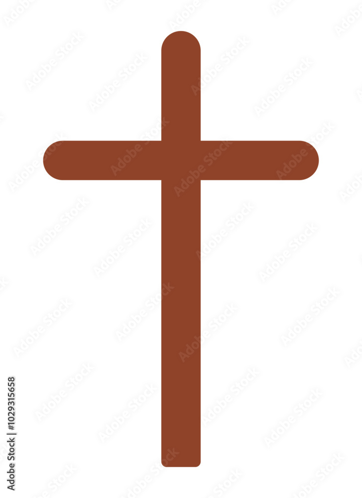 Wooden brown christian cross isolated on a white background. A symbol of the love of Jesus. God vector illustration. Catholic symbol flat vector brown cross. Christian cross symbol icon. Wooden brown christian cross isolated on a white background. A symbol of the love of Jesus. God vector illustration. Catholic symbol flat vector brown cross. Christian cross symbol icon.
