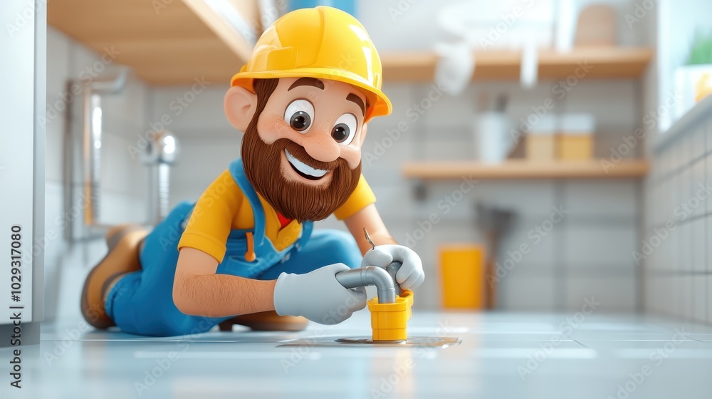 A diligent plumber with a friendly smile working under a kitchen sink, surrounded by tools and pipes, demonstrating focus and dedication in a well-arranged setting. A diligent plumber with a friendly smile working under a kitchen sink, surrounded by tools and pipes, demonstrating focus and dedication in a well-arranged setting.