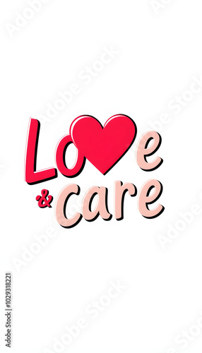 love and care isolated with white highlights, png