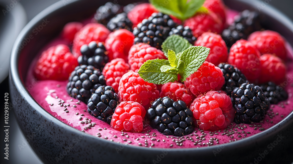 Smoothie Bowl with Fresh Berries and Chia Seeds Smoothie Bowl with Fresh Berries and Chia Seeds