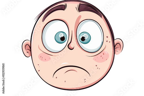 Cartoon illustration of a surprised face with wide eyes and a puzzled expression, showcasing exaggerated emotions and humorous artwork.