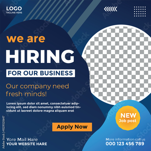 Modern We Are Hiring Social Media Ad Poster Design in Vector EPS Format for Job Recruitment and Vacancy Announcements photo