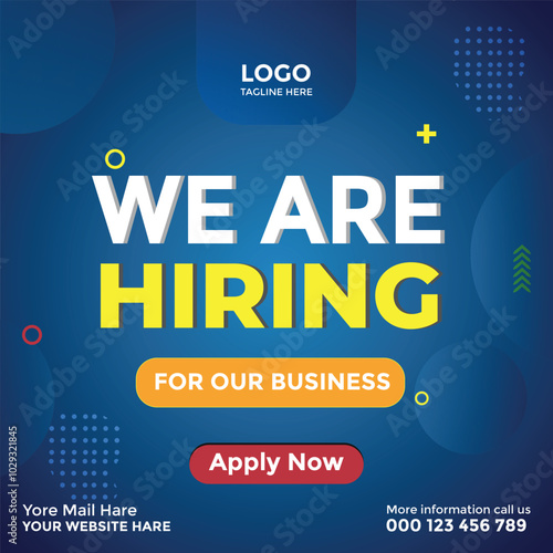 Modern We Are Hiring Social Media Ad Poster Design in Vector EPS Format for Job Recruitment and Vacancy Announcements
