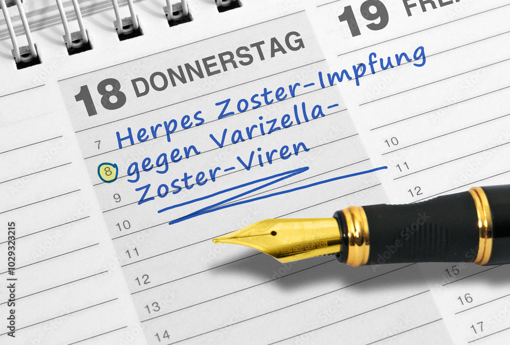 Herpes Zoster-Impfung gegen Varizella-Zoster-Viren, Termineintragung Herpes Zoster-Impfung gegen Varizella-Zoster-Viren, Termineintragung