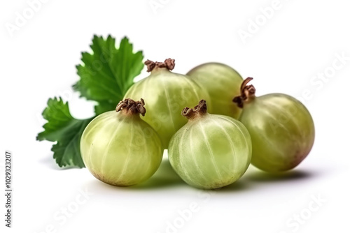 Bunch of green gooseberries, natural fresh berry food for healthy nutrition.