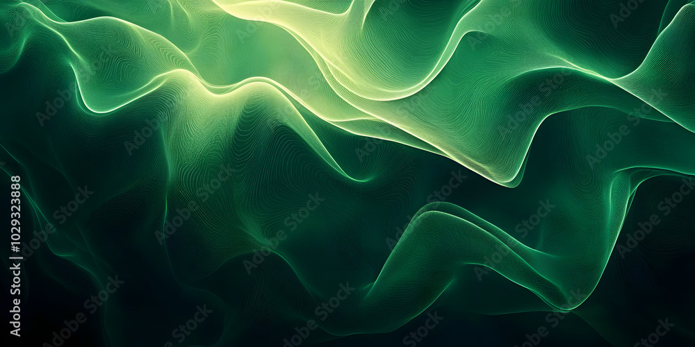 Fototapeta premium Green Gradient background, Fluid wave pattern. Modern graphic design illustration