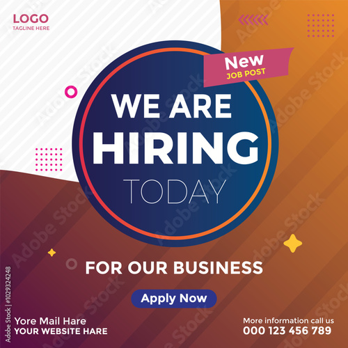 Modern We Are Hiring Social Media Ad Poster Design in Vector EPS Format for Job Recruitment and Vacancy Announcements photo