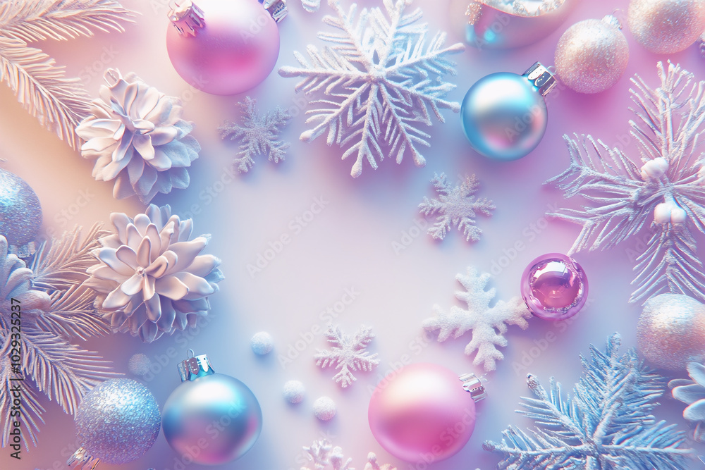 Christmas background in 3d style on pastel colors Christmas background in 3d style on pastel colors