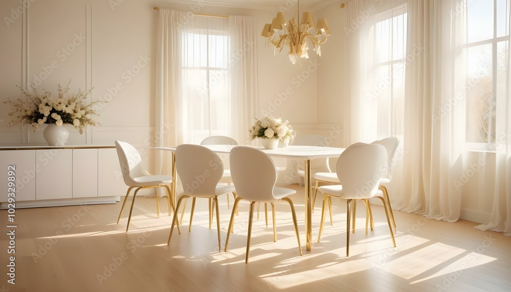 Photo modern style interior room 3d illustration White and gold theme interior modern minimalism photo realism Photo modern style interior room 3d illustration White and gold theme interior modern minimalism photo realism