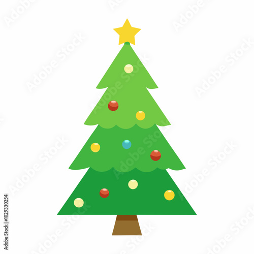 Christmas tree with lights vector illustration