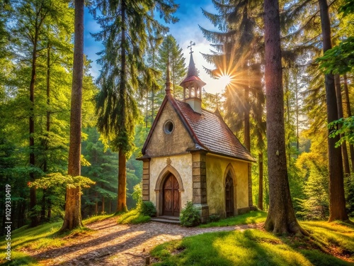 Vintage Chapel in Forest Dedicated to Saint Hubert - Lednice-Valtice Area, Czech Republic