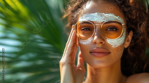 A person applying sunscreen to their face and arms before heading outside, with a focus on proper application for UV protection photo