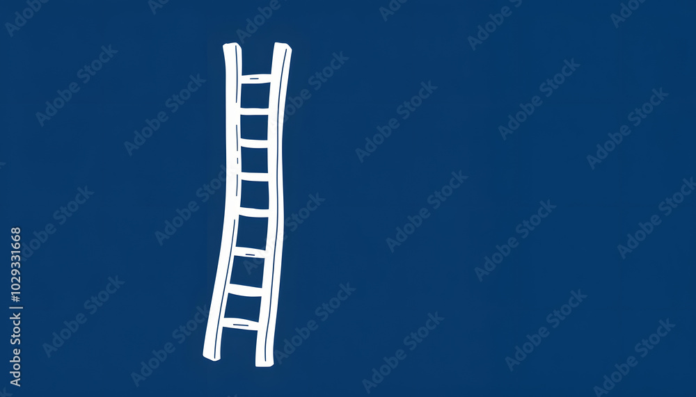 A vector graphic of the Ladder of Inference with a white head on a dark blue background isolated with white highlights, png A vector graphic of the Ladder of Inference with a white head on a dark blue background isolated with white highlights, png