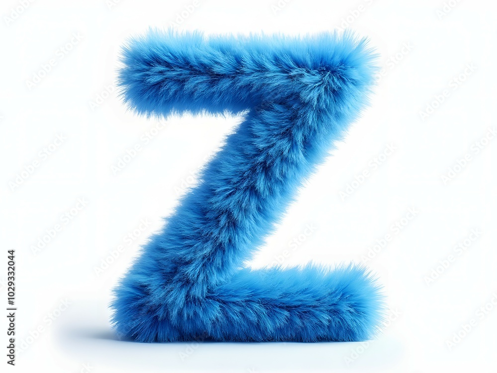 Fluffy blue letter Z on a white background. Alphabet design Fluffy blue letter Z on a white background. Alphabet design