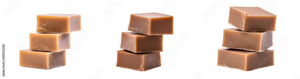 Chocolate cubes stacked on white background transparent background Chocolate cubes stacked on white background transparent background