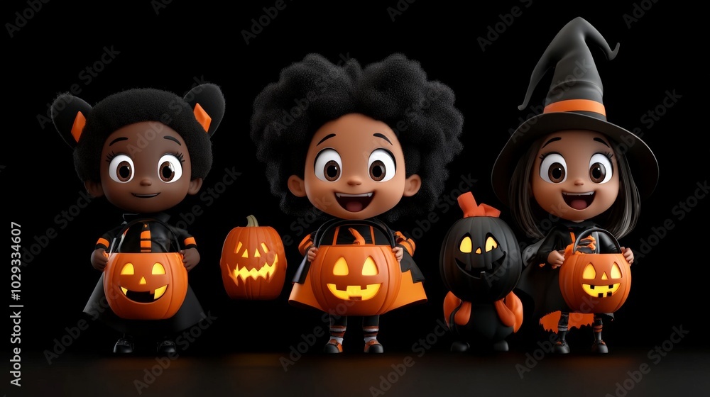 Trick or Treat: Adorable Black Kids Dressed for Halloween Fun Trick or Treat: Adorable Black Kids Dressed for Halloween Fun