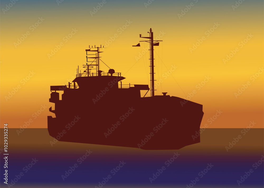 Fototapeta premium sunset ship.eps