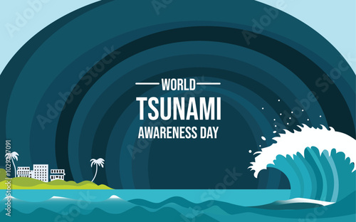 World Tsunami Day is raise awareness every year on November 5 design templet