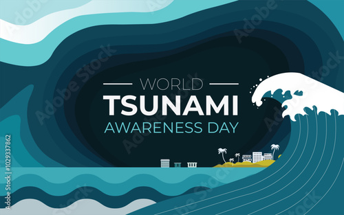 World Tsunami Day is raise awareness every year on November 5 design templet