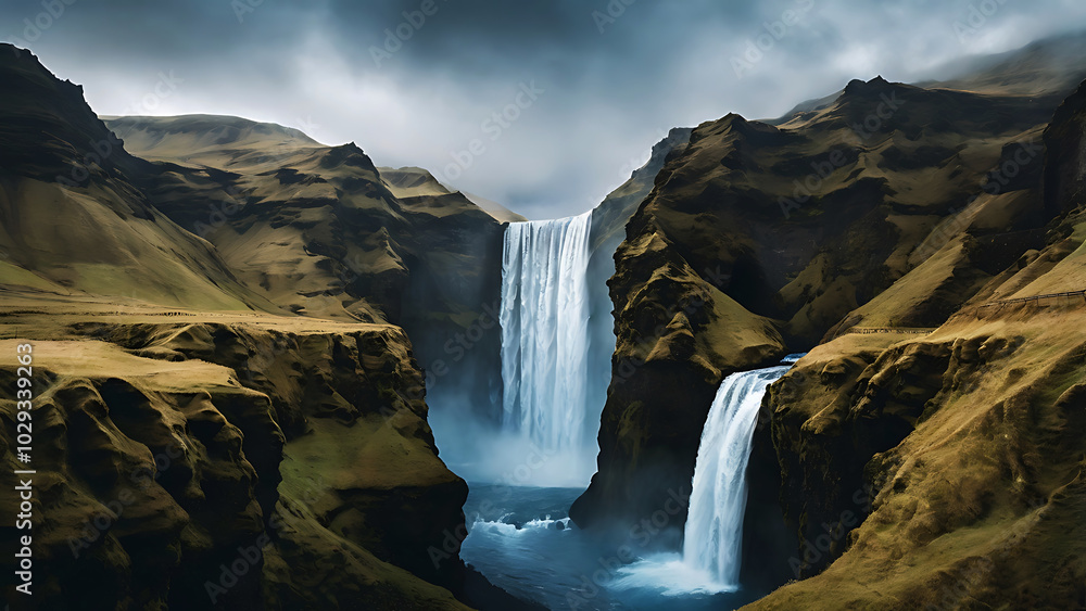 Fototapeta premium waterfall in the mountains view River water