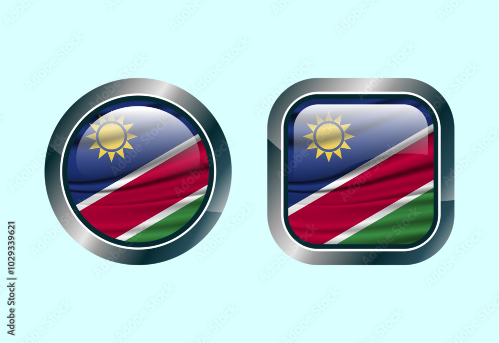 Fototapeta premium Glossy flag button of Namibia, High quality web button design