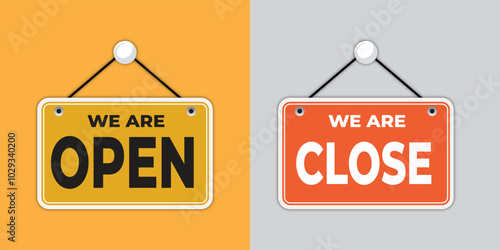 We are open, We are close, business, sign, open, notice, closed, opening, shut, apology, storefront, door hanger, 