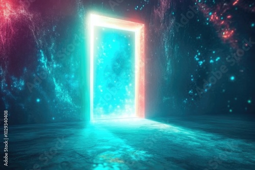 Wallpaper Mural Dreamlike Portal to a Colorful Fantasy World: Abstract Technology and Glow Design Torontodigital.ca