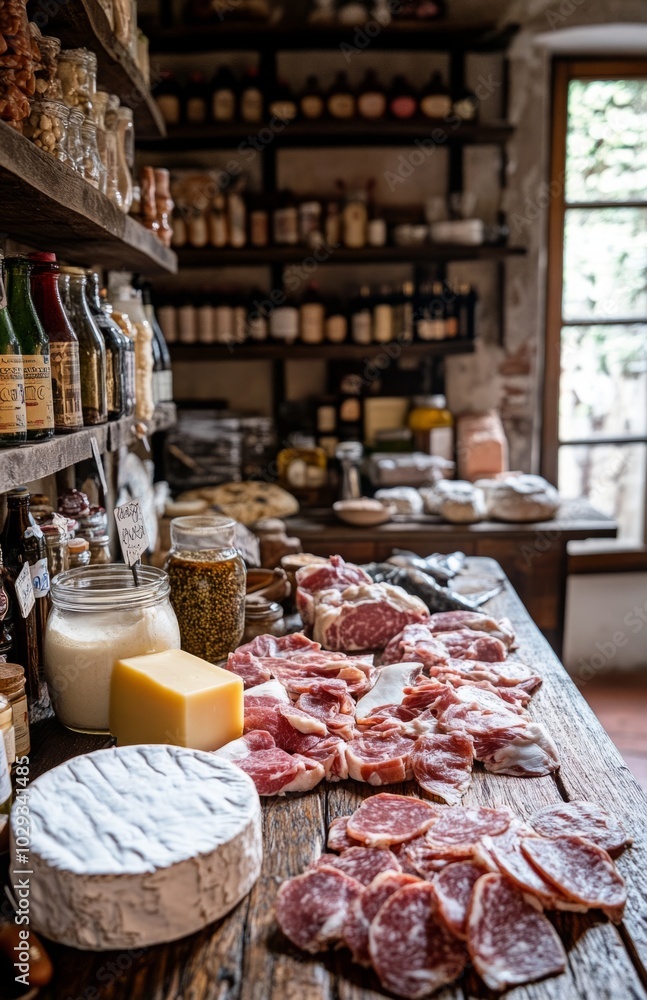 A Table of Raw Meat, Fish, and Cheese A Table of Raw Meat, Fish, and Cheese