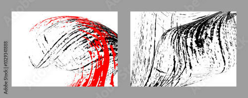 Strokes of black and red paint on a white background. Set of two templates. Graffiti element. Design template for the design of banners, posters, booklets, covers, magazines. EPS 10