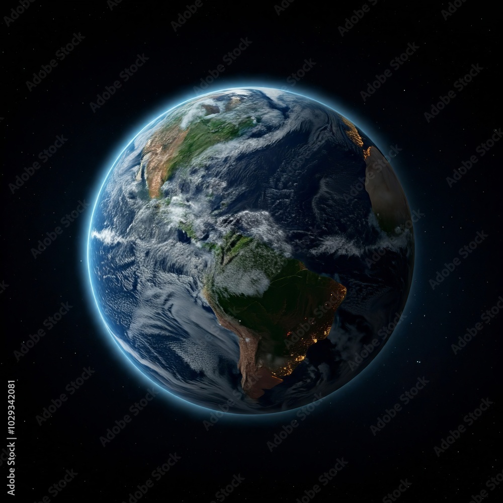 Cinematic shot of planet earth globe clouds and space background. Cinematic shot of planet earth globe clouds and space background.