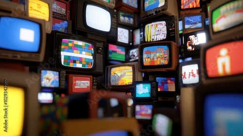 Vintage Televisions in a Retro Collage