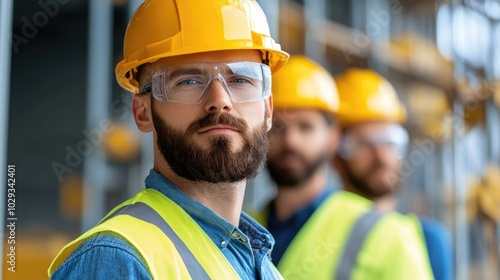 Construction Worker in Safety Gear on Job Site