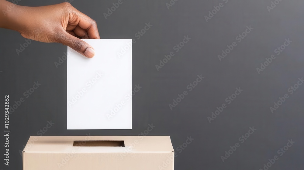 Get out the vote Close-up of a hand dropping a ballot into a voting box, voting, civic participation Get out the vote Close-up of a hand dropping a ballot into a voting box, voting, civic participation