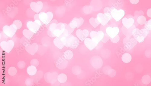 Heart bokeh on pink background isolated with white highlights, png