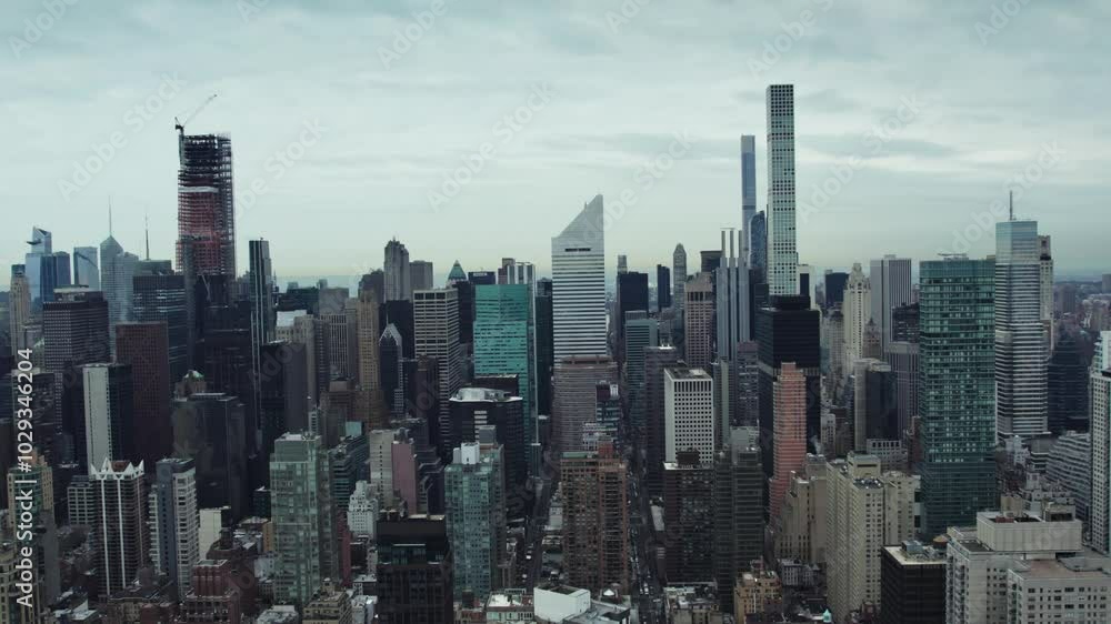 New York, Manhattan. Beautifully timed on a drone in 2024. High quality 4k footage New York, Manhattan. Beautifully timed on a drone in 2024. High quality 4k footage