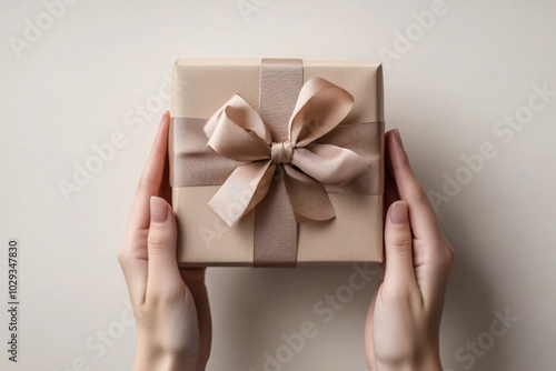 Decorative Gift Box with Gold Ribbon and Bow for Celebratory Occasions