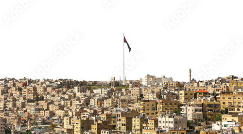 View of the modern houses Amman, Jordan, Middle East. Carved, on white background #1029349855