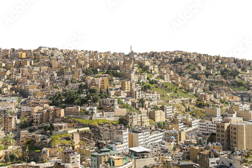 View of the modern houses Amman, Jordan, Middle East. Carved, on white background #1029349891